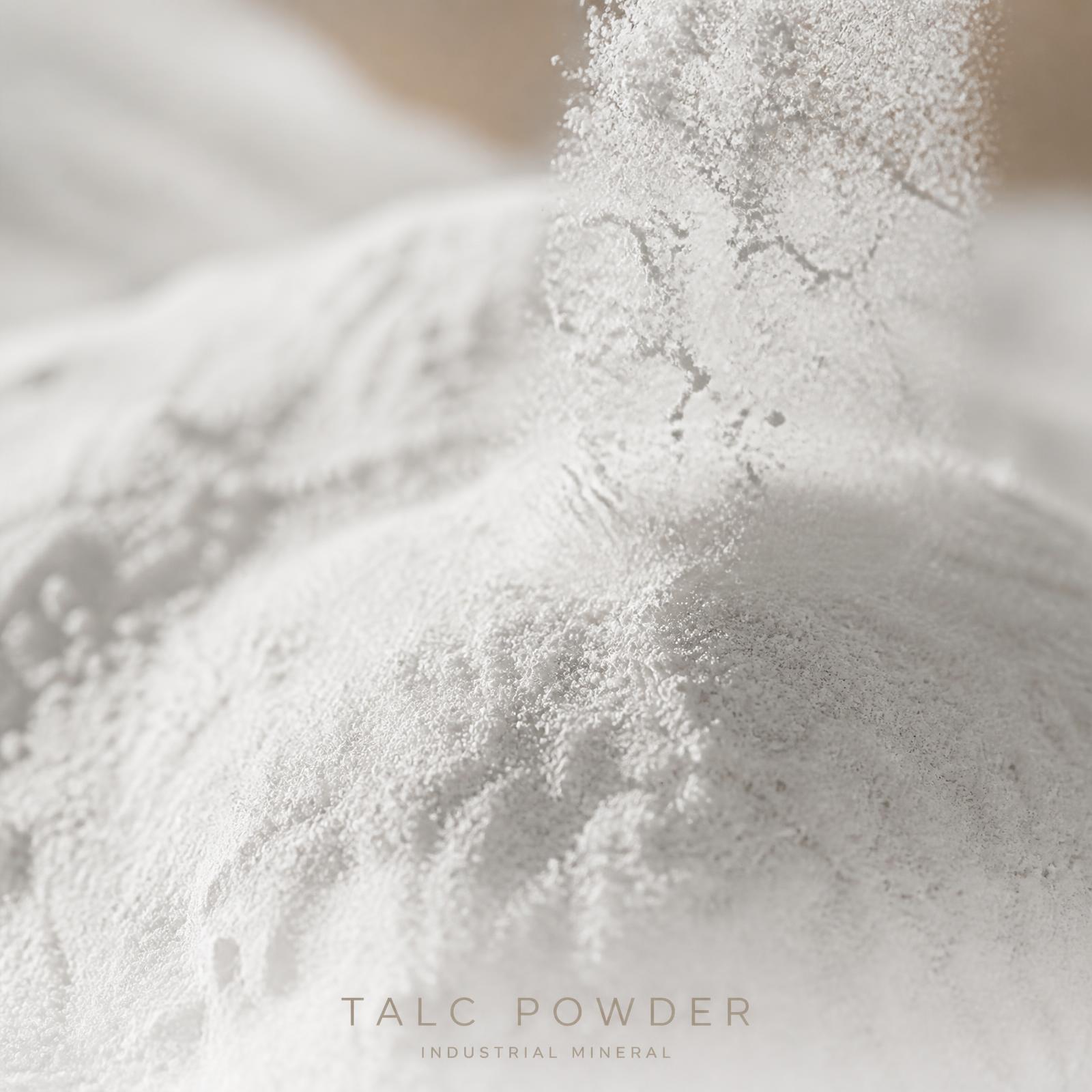 Premium industrial talc powder — macro photography